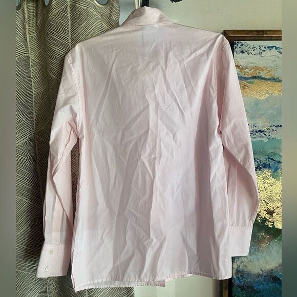 Sandro Women Shirt  French Casual Sz 0 Pink And White Striped Jeweled Button NWT - Picture 9 of 16